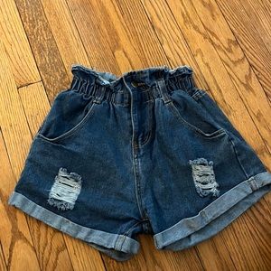 Stretchy High Waist Jean Shorts